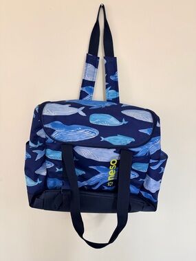Neso Whale Print Navy Beach Backpack